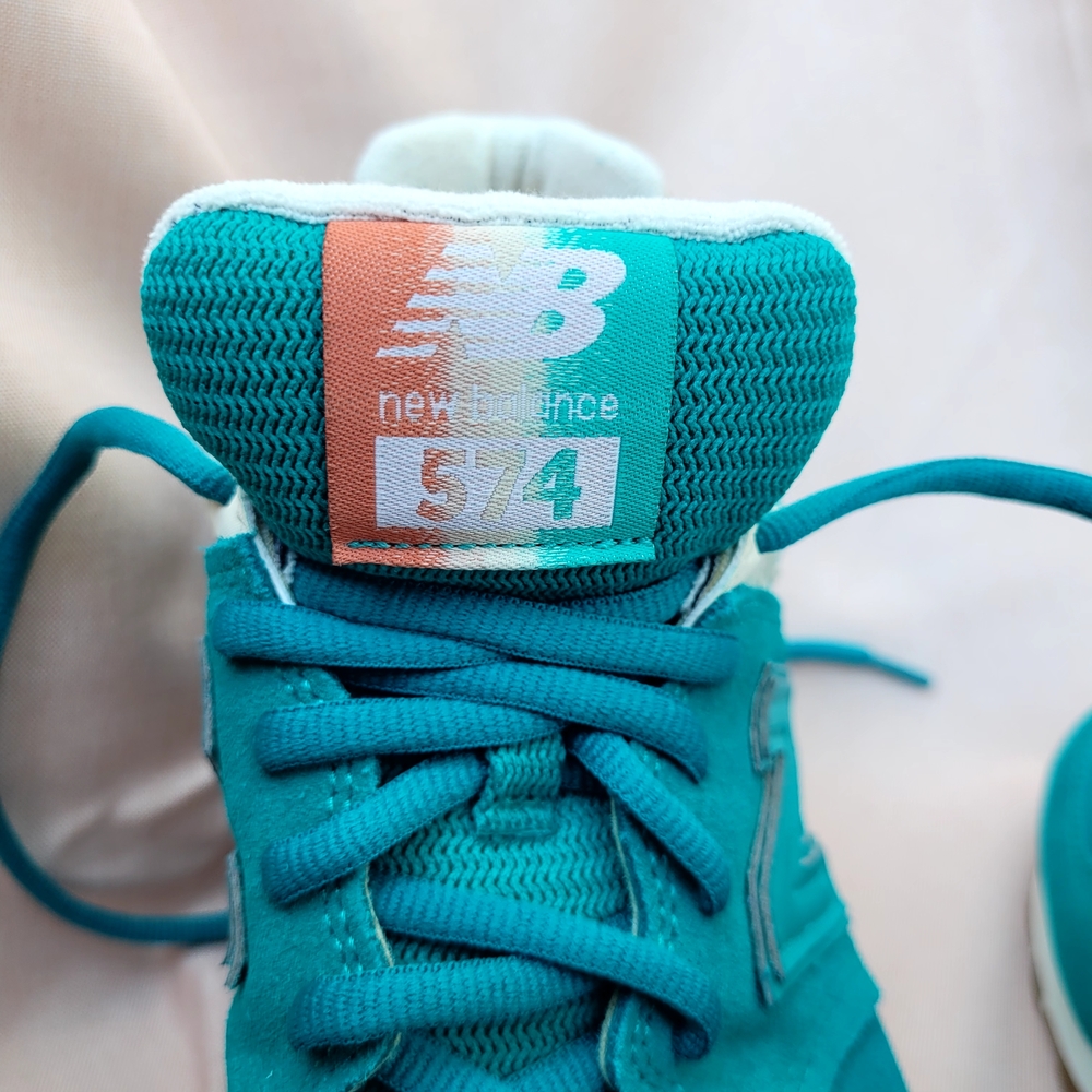 New Balance 574 Teal Athletic Shoes - Picture 10 of 11